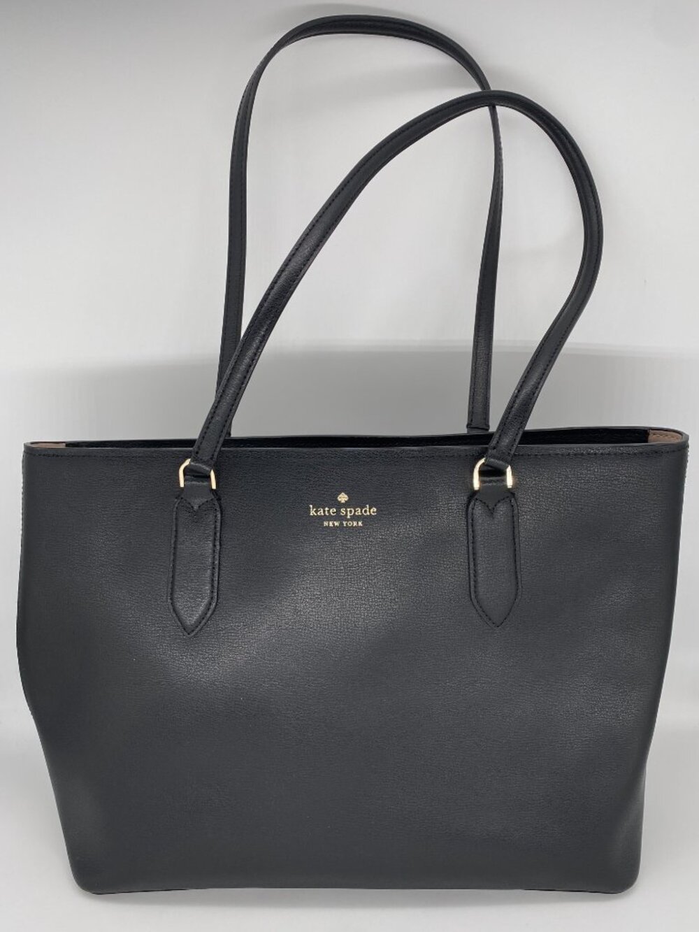 Kate Spade Shoulder Bag Harper Tote Black Beige Interior Womens Purse NY